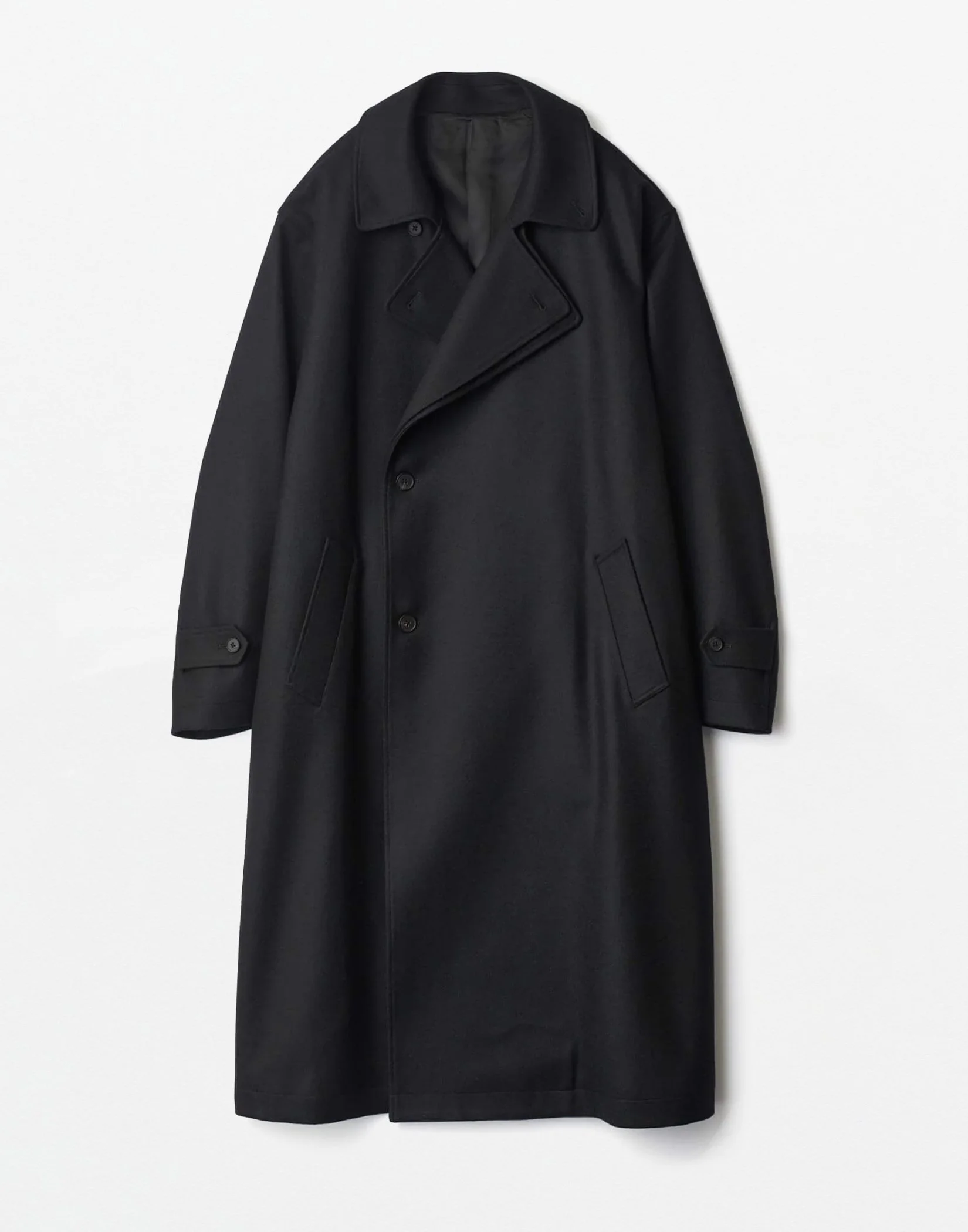 Stein - DOUBLE LAPELED DOUBLE BREASTED COAT (BLACK) — EQUIPMENT